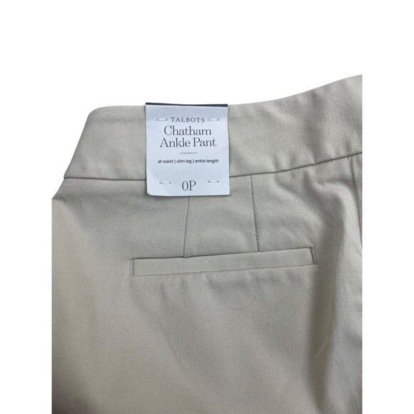 Talbots Womens Beige Cotton Blend Chatham Ankle Pants Size 0 Petite - New - Picture 8 of 12